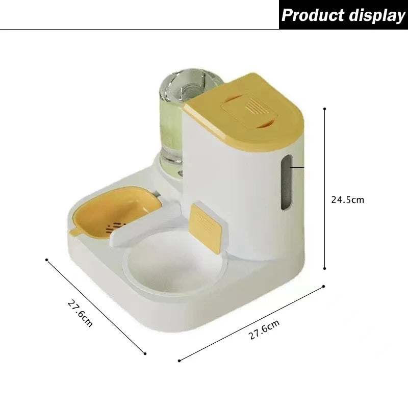 1L Water capacity  + 2.2L Food storage capacity , Automatic Feeder with Food and Water Dispensing for Busy Pet Owners.