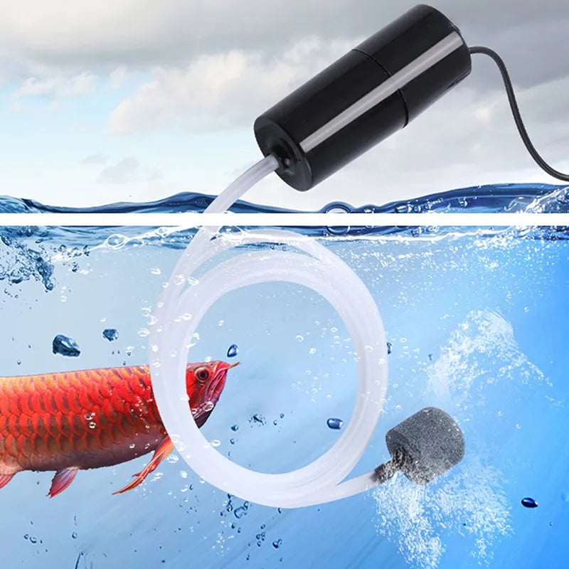 Aquarium Oxygen Air Pump - Portable USB Silent Air Pumps with Air Stone Fish Tank Aerator Mini Oxygen Pump Aquarium Accessories