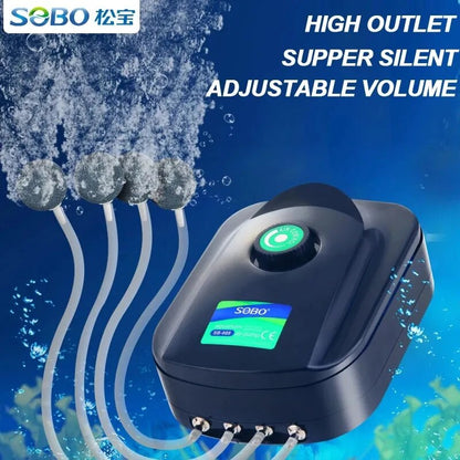 SOBO 748 High Power 8w Fish Tank Oxygen Air Pump Fish Aquarium Air Compressor Adjustable Air Flow Oxygen Pump for Fish 220V-240V