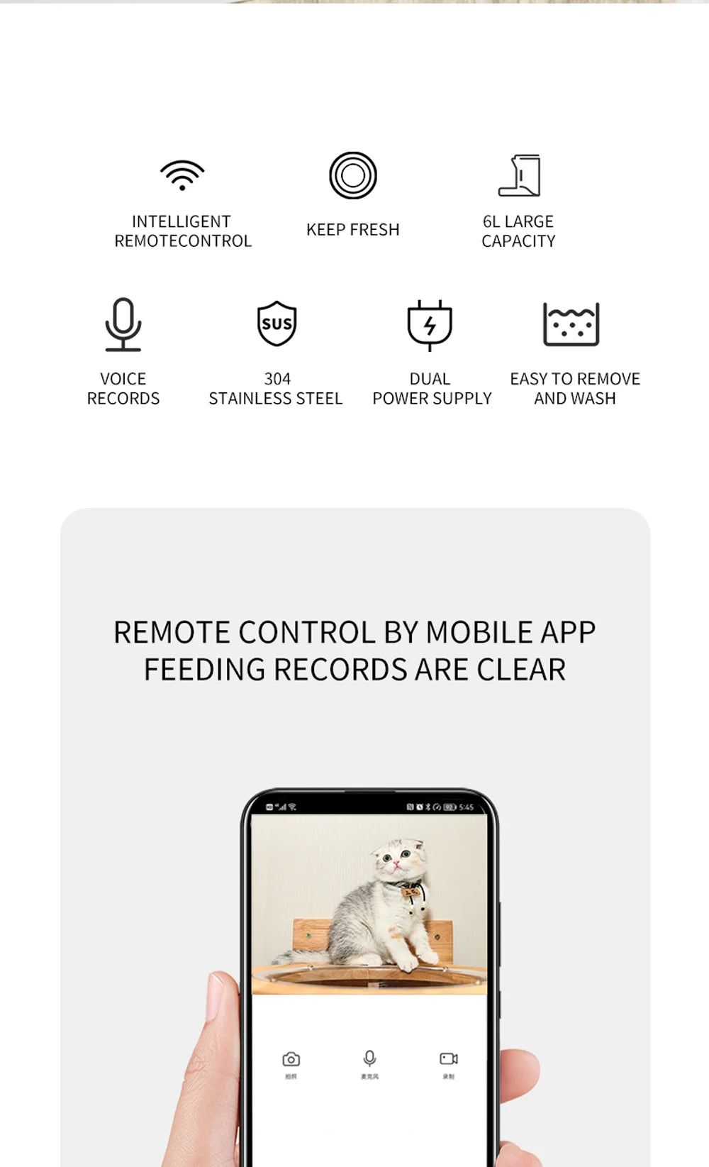 3L 6L Video Camera Feeder, Smart feeder with remote control, voice recording, and easy cleaning for a convenient and fresh pet food experience.