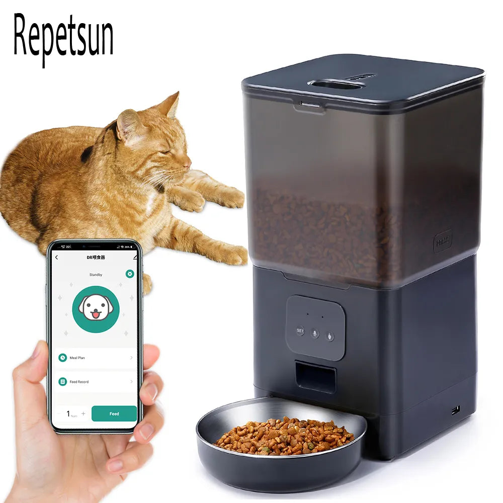 6L Cat Timing Feeder - Tuya APP Smart Cat Feeder Pet Dog Food Automatic Dispenser Suitable for Small Cats and Dogs Remote Feeding