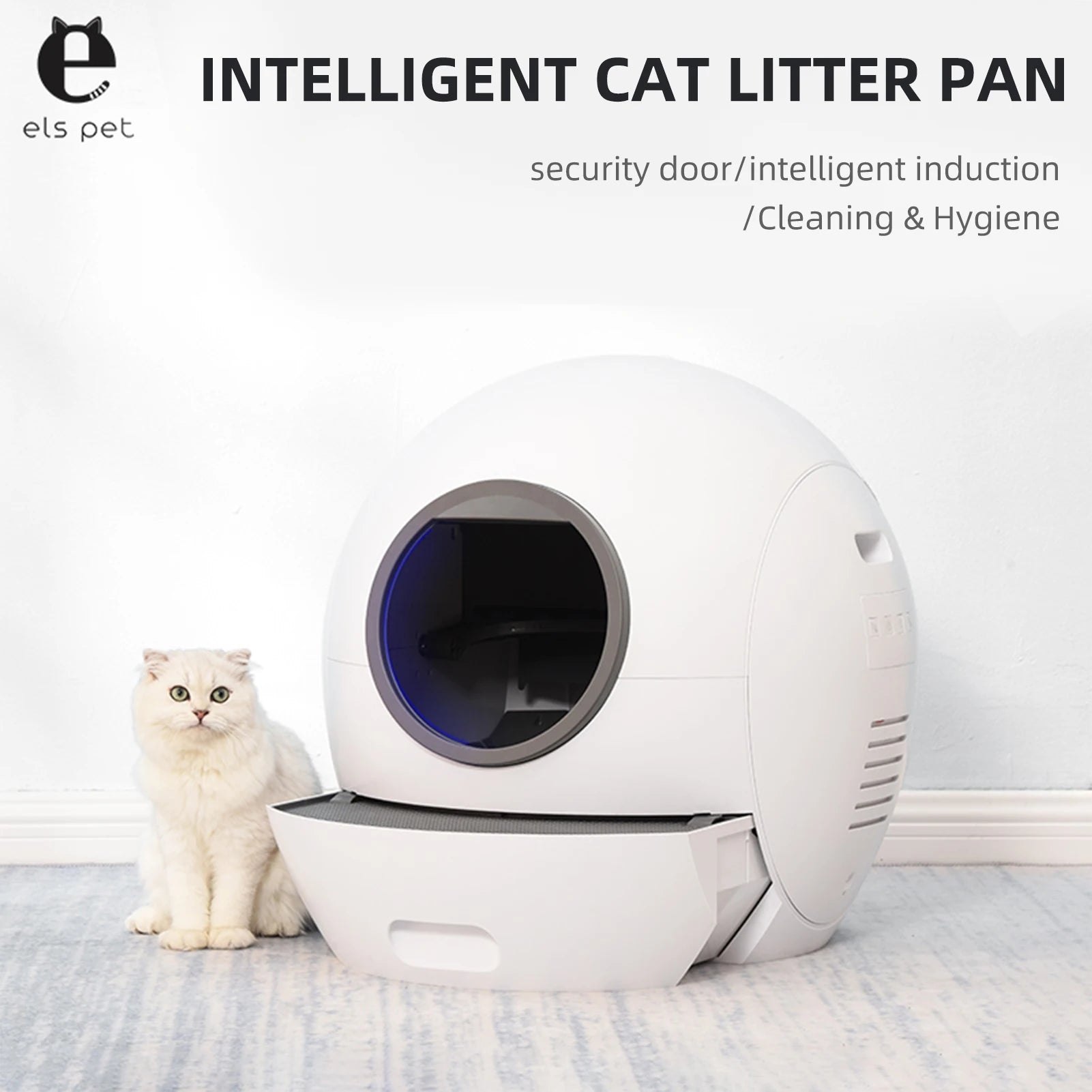 VOFORD Cat Litter Box, Sleek cat litter box with smart sensors and automatic cleaning for efficient pet care.