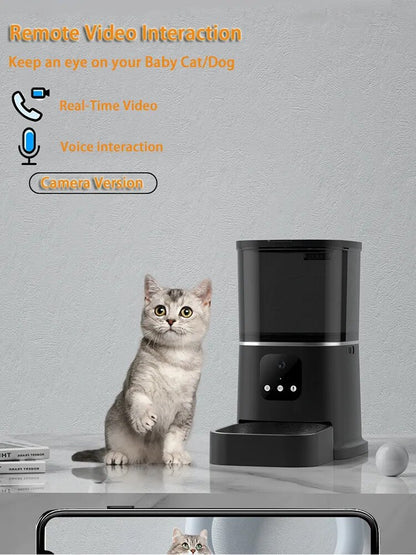 6L Automatic Cat Feeders - WiFi APP Control Smart Feeder For Dogs Cats Timer Portion Voice Stainless Steel Bowl Pets Food Dispenser