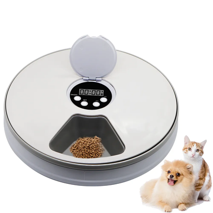 24 Hours Pet Automatic Feeder - 6 Grids Electric Dry Wet Food Dispenser With Voice Recorder Round Timing Feeder For Cat Dog Pet