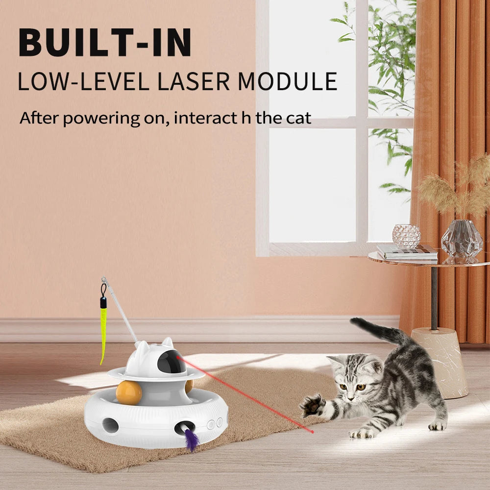 Mesmerizing laser light show for cats, activated by built-in module.