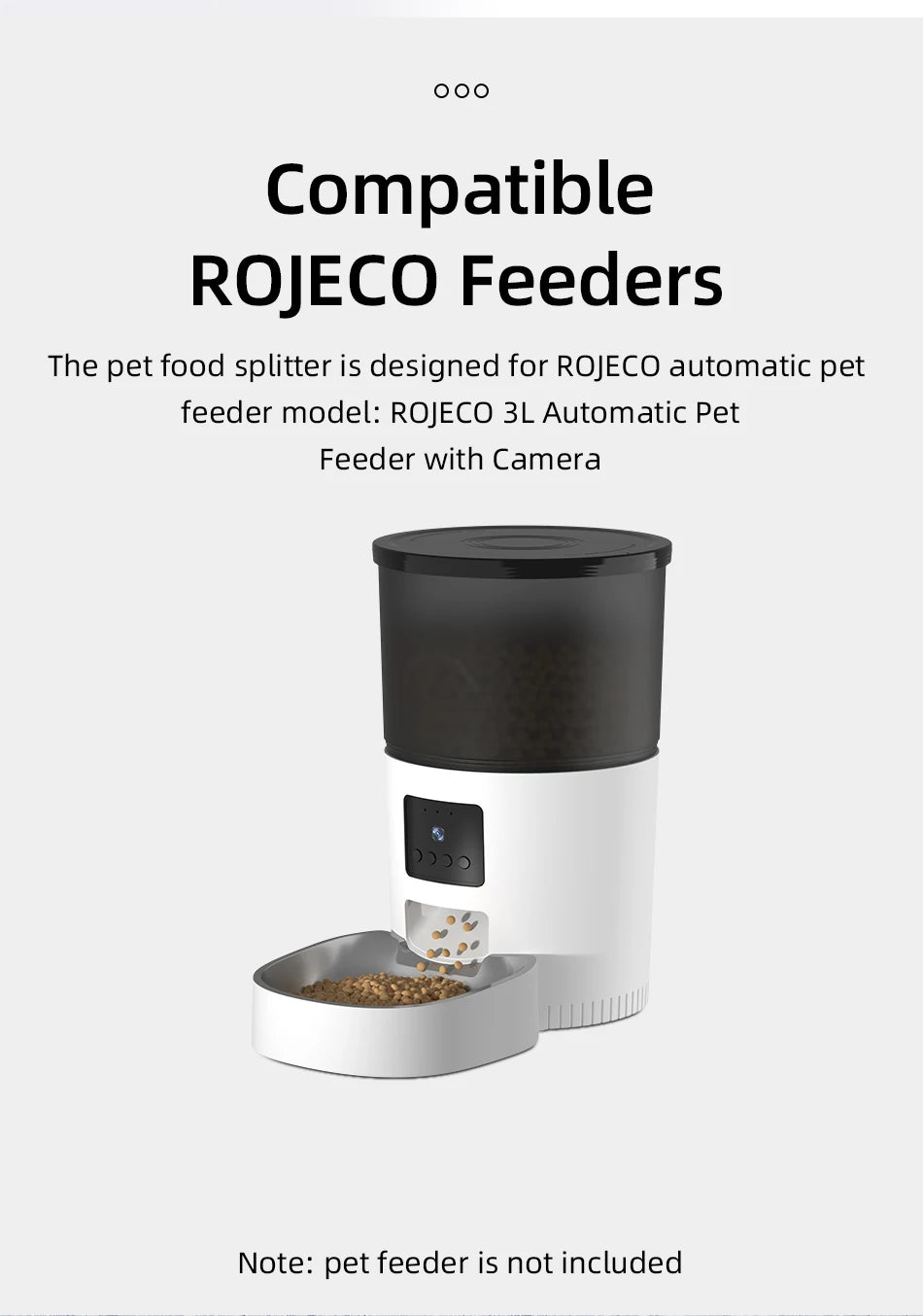 ROJECO Stainless Stee Feeder, Accessory for ROJECO's 3L Automatic Pet Feeder with Camera; splits pet food.