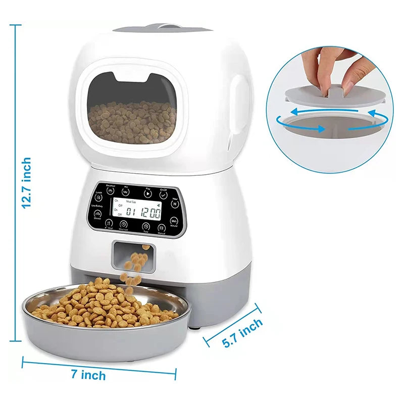 3L Automatic Cat Feeder, Automated pet feeder for home or travel use.