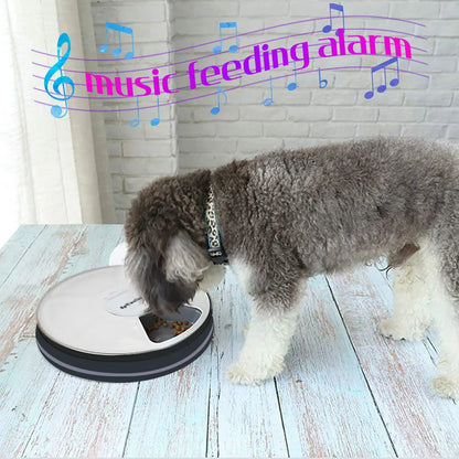 24 Hours Pet Automatic Feeder - 6 Grids Electric Dry Wet Food Dispenser With Voice Recorder Round Timing Feeder For Cat Dog Pet