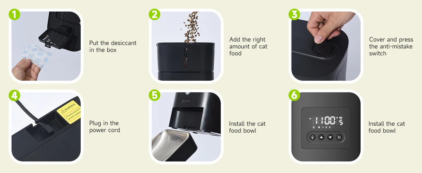 APETDOLA 3L Automatic Cat Food Dispenser, Automatic cat feeder with timed dispensing, easy setup and operation.
