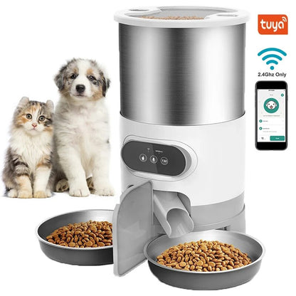 3L Automatic Cat Feeder - Cat Timing Feeder Smart APP With Double Meal Pet Dog Food Automatic Dispenser Suitable Small Cats Dogs Remote Feeding