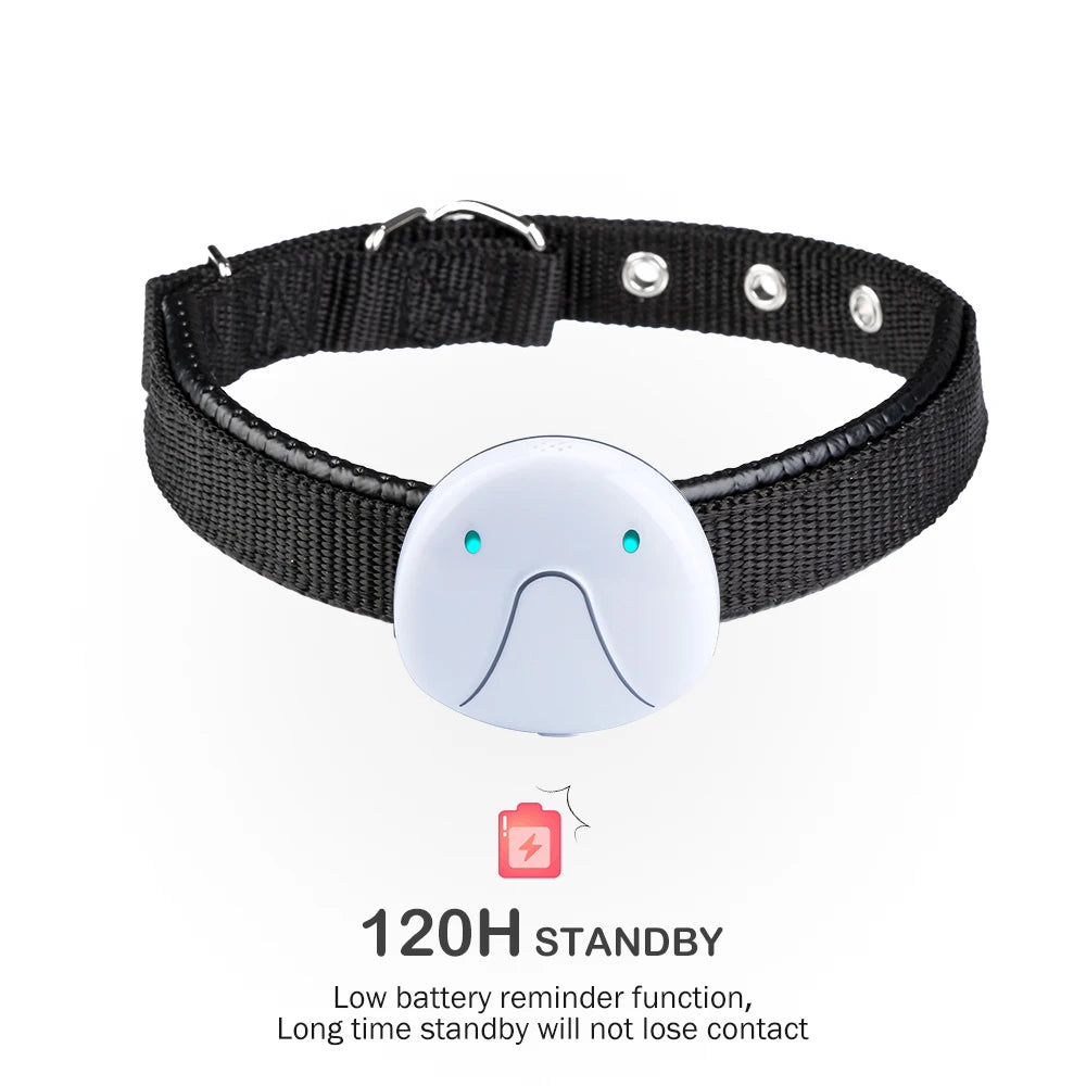 Smart Electronic Pet GPS Tracker Collar, Continuous tracking and signal preservation with low battery reminder for prolonged usage.