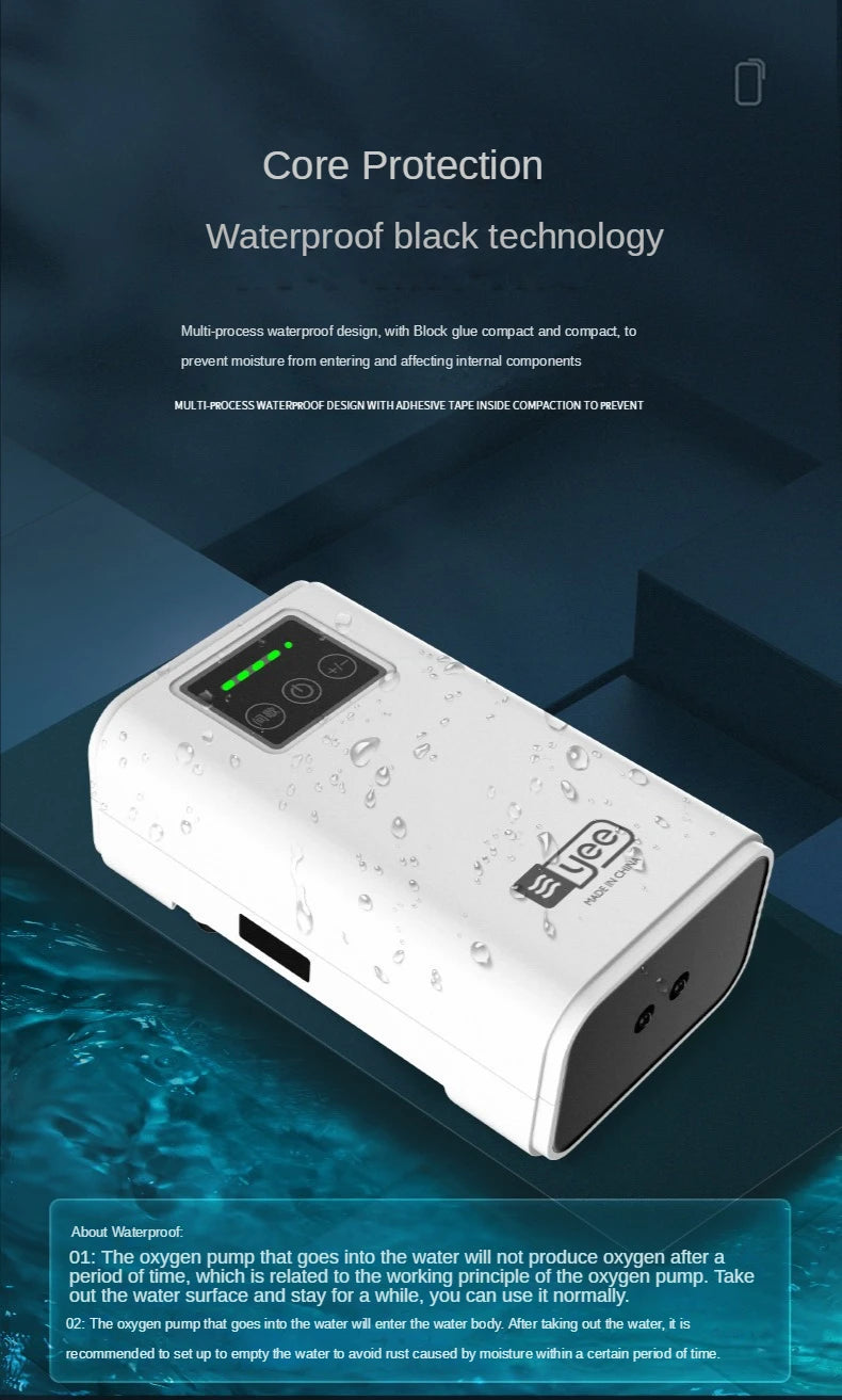 Aquarium Fish Tank Oxygen Pump, Waterproof design for safe submersion in water; remove excess water to prevent rust when storing.