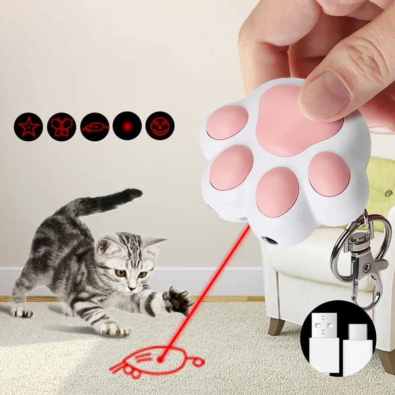 Pet Cat Toys Pet Laser Toy for Cats - Interactive Funny Kitten Training Laser Toy Usb Rechargeable Multifunctional Cat Accessories