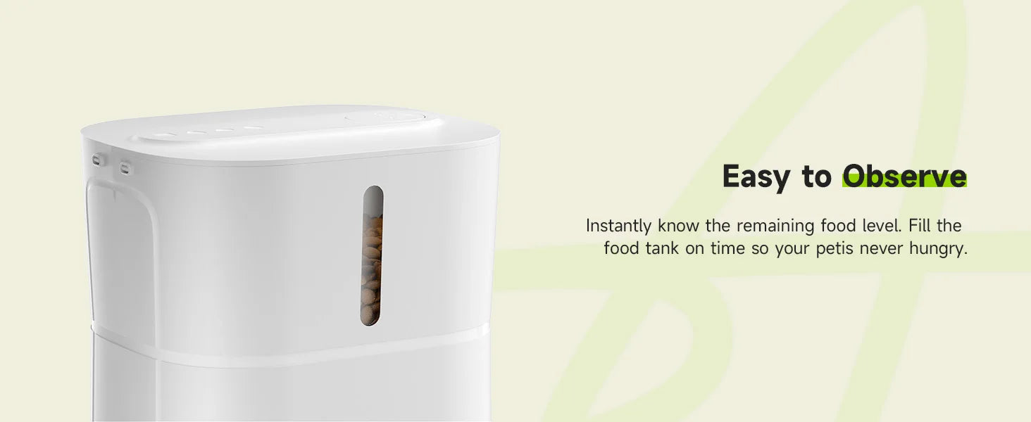 APETDOLA 3L Automatic Cat Food Dispenser, Instantly monitor the food level and ensure timely refills to keep your pets satisfied.