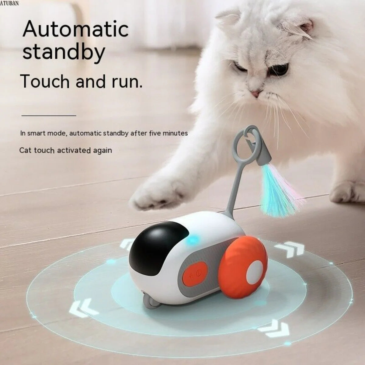 ATUBAN Remote Smart Cat Toy, Automatically enters standby mode, reactivating with cat touch.