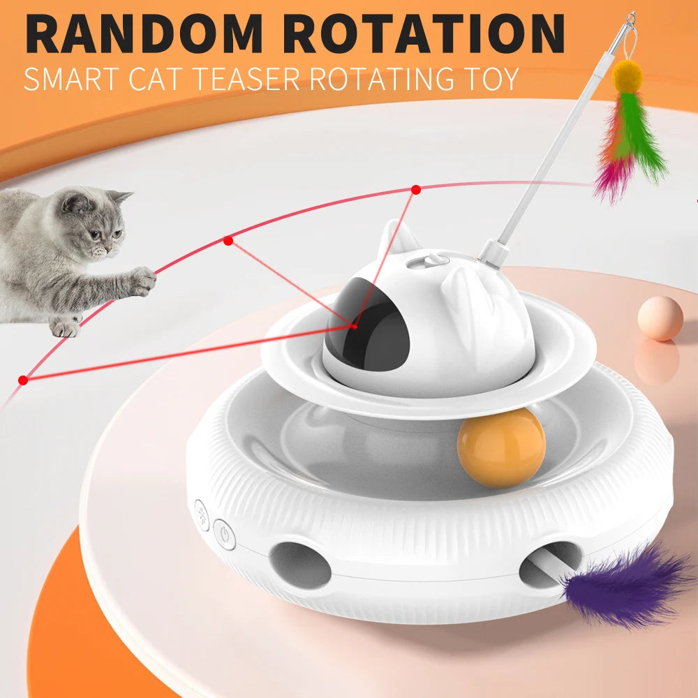 Smart cat teaser toy with random rotation for engaging play.