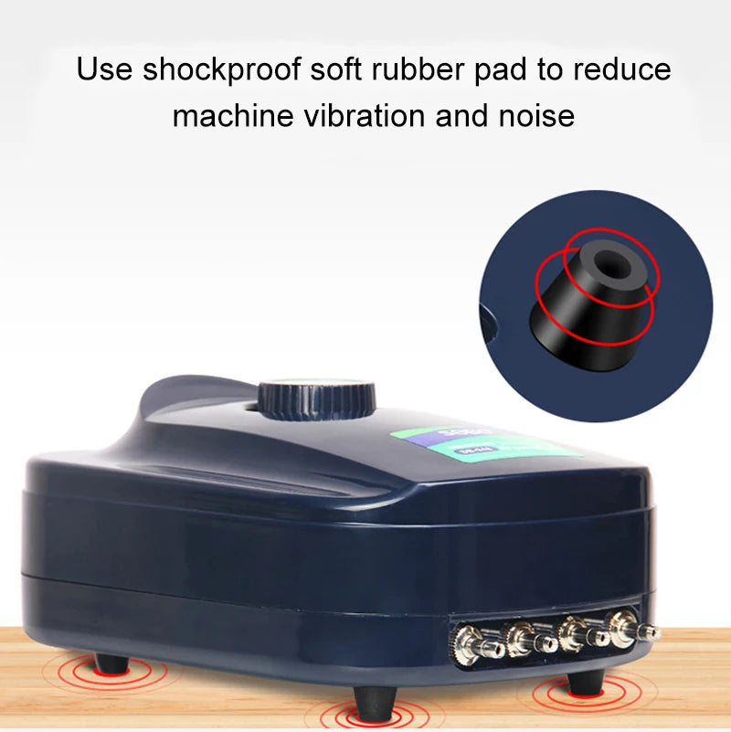 SOBO Silent Aquarium Oxygen Air Pump, Equipped with shock-absorbing soft rubber pads to minimize machine vibrations and noise.