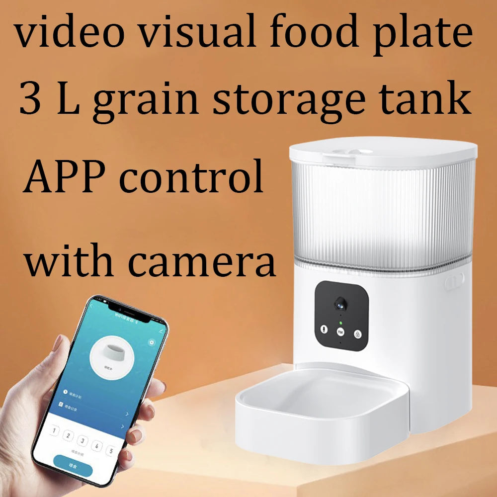 6L Automatic Pet Feeder, Pet feeder with Wi-Fi connectivity, camera, and app control for convenient feeding and monitoring.