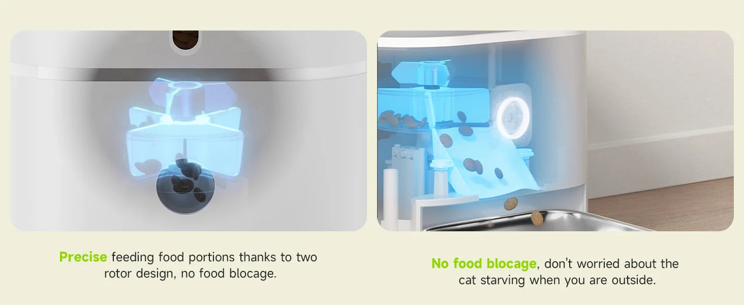 APETDOLA 3L Automatic Cat Food Dispenser, APETDOLA feeder provides accurate portions and prevents overeating with two-way blocking and innovative rotor design.