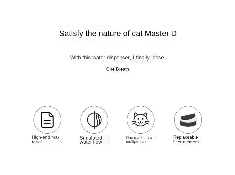 BOUSSAC 1200ml 1.2L Automatic Cat Water Fountain, Automatic cat water fountain for a refreshing drinking experience with high-end design and multiple cat capacity.