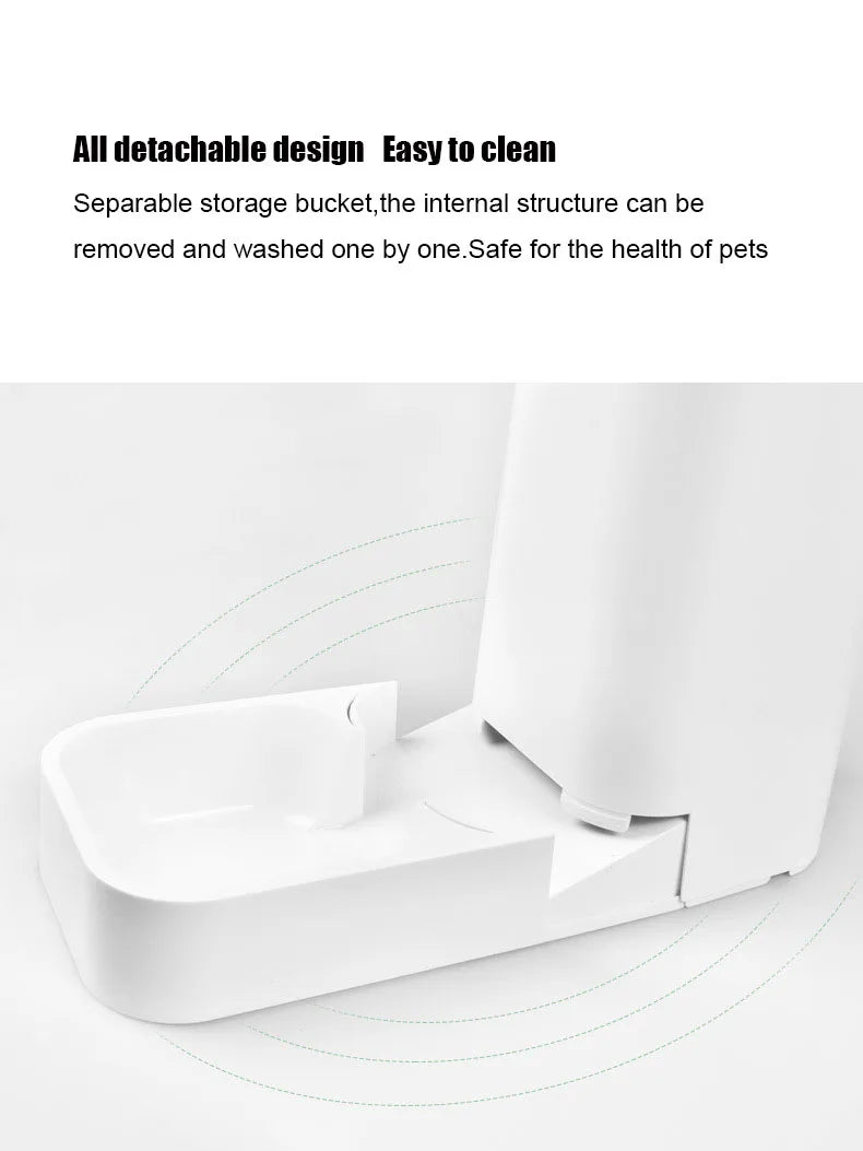 3.8L Dog Cat Automatic Pet Feeder, Detachable bowl and storage bucket enable easy cleaning and keep pet food safe.