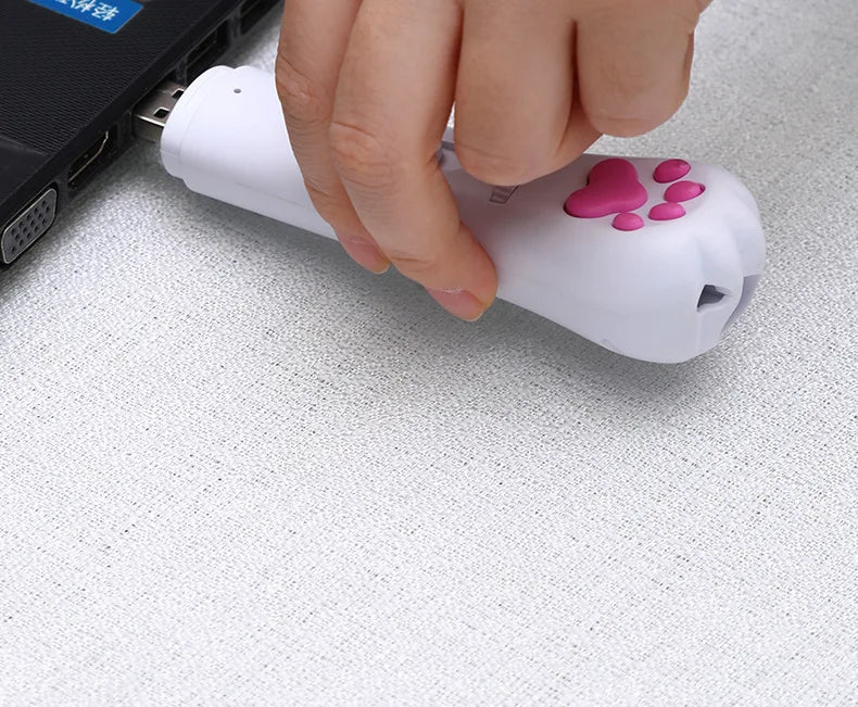 6 In 1 USB Pet Cats LED Laser, Mesmerizing red/green light flashing sequence initiated by triple press.