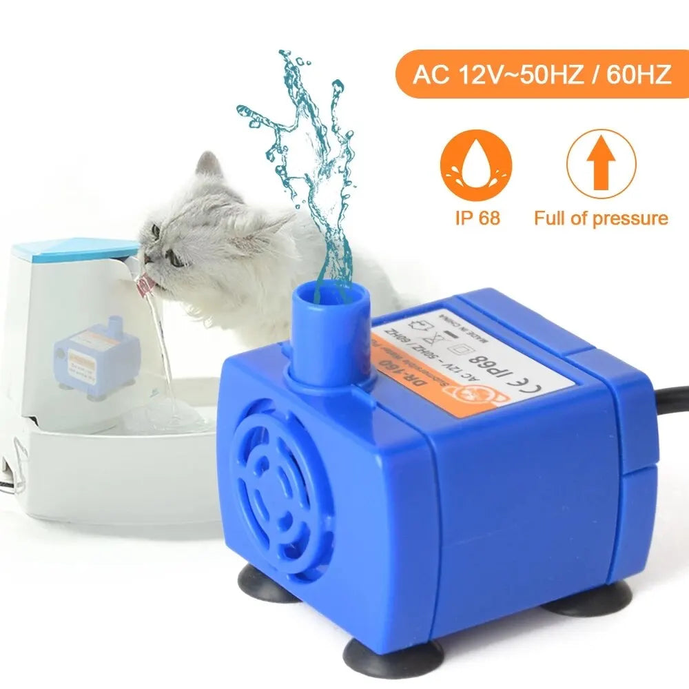 Water Pump LED Light Pet Cat Water Fountain, Simple pump design for easy disassembly and cleaning.