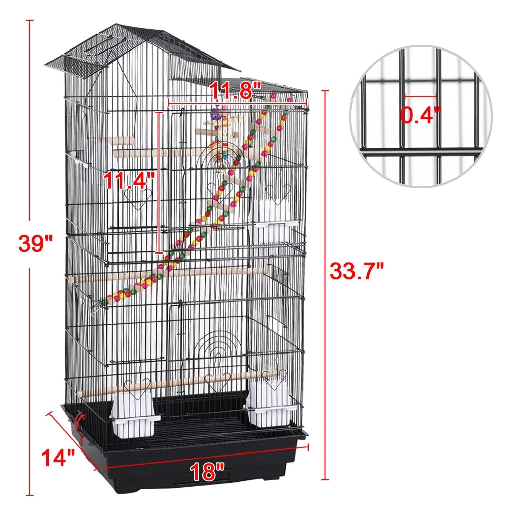 SMILE MART 39" Metal Bird Cage, Thoughtful design makes this bird cage ideal for homes, pet stores, and pet hospitals.