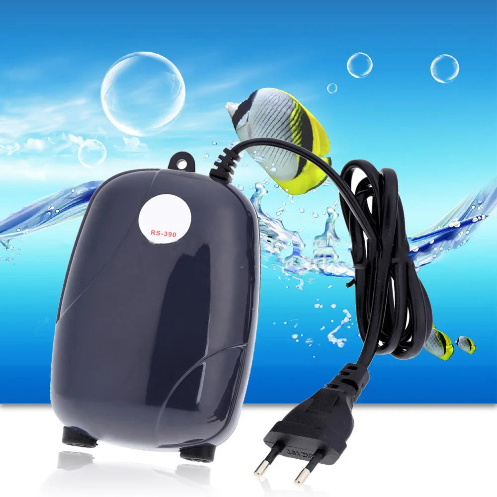 Aquarium Air Pump, Mini air compressor for aquariums, quiet and energy-efficient, suitable for small fish tanks.