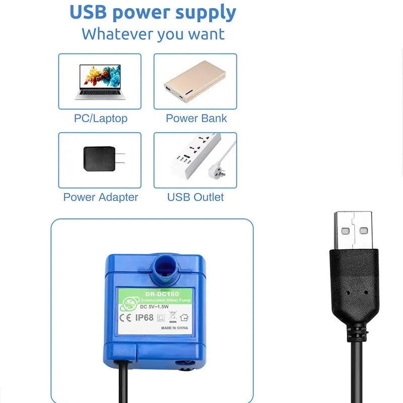 Water Pump LED Light Pet Cat Water Fountain, Replacement motor for cat water fountain and dispenser.