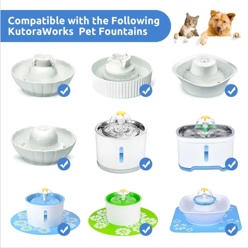 Water Pump LED Light Pet Cat Water Fountain, Suitable for KutoraWorks pet fountains.