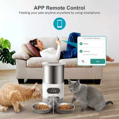 Smart APP 3L Pet Feeder - Cat And Dog Food Automatic Dispenser Suitable For Small And Medium-Sized Cats And Dogs Remote Feeding