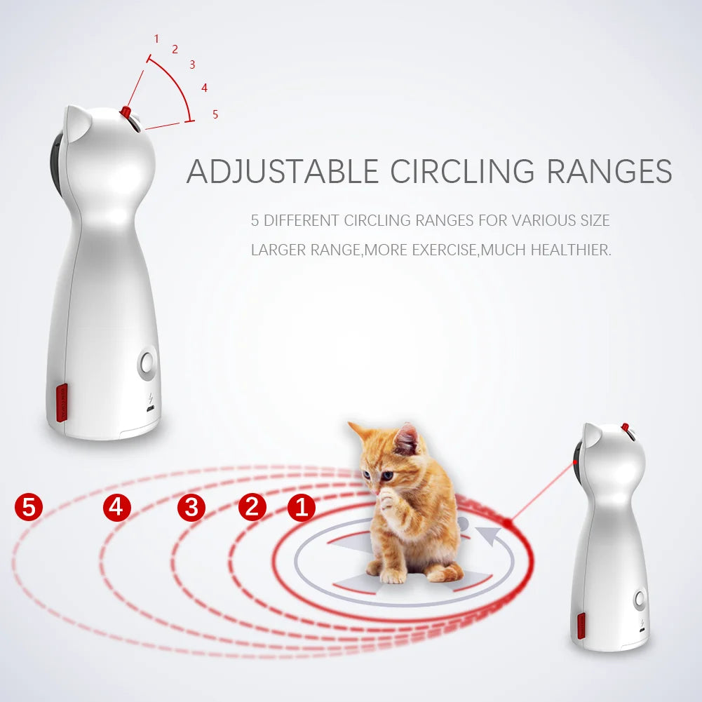 Adjustable circling range for customizable play and exercise with 5 modes for cats of all sizes.