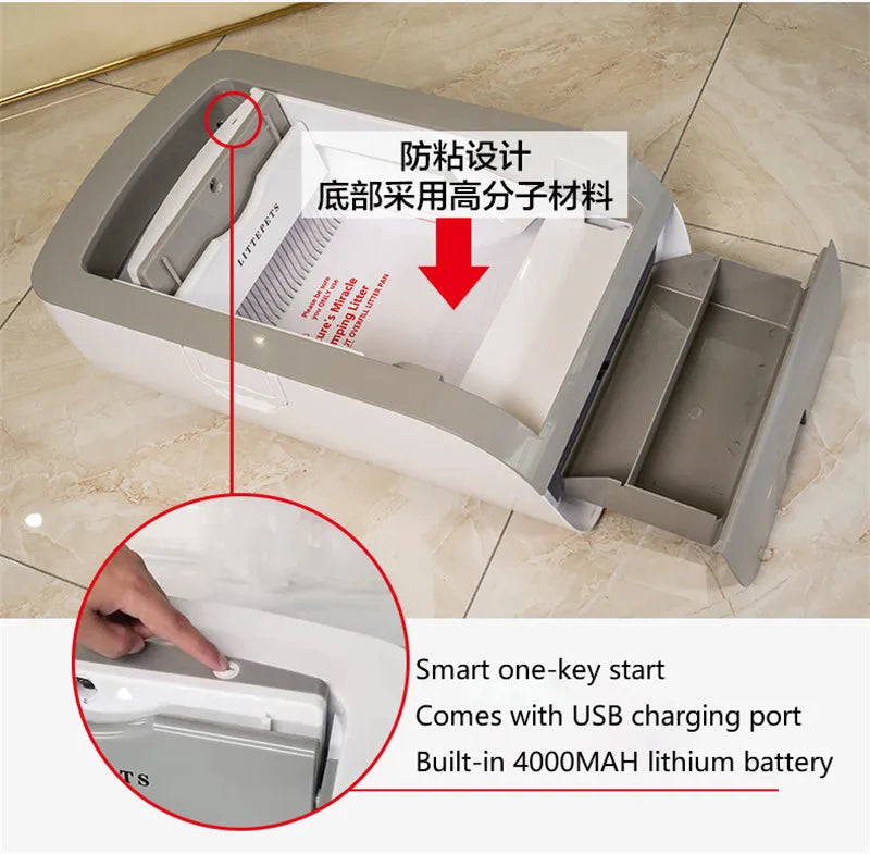 VOFORD Intelligent APP Cat Litter Box, Self-cleaning litter box with 10-day backup power, auto-start, and 4-hour battery life.
