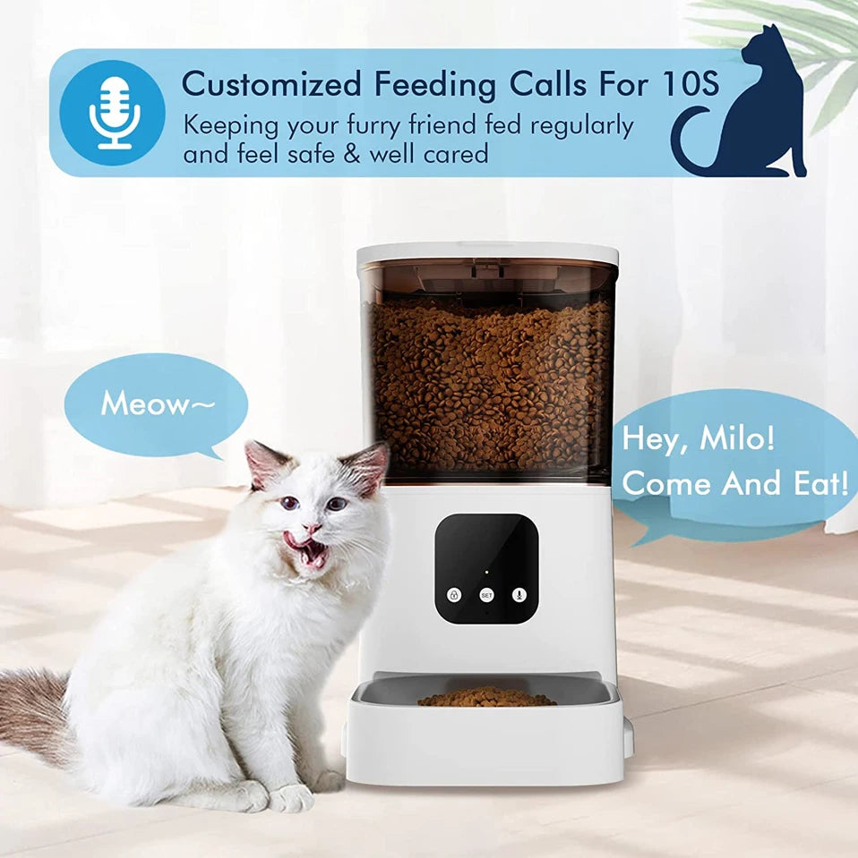 6L Automatic Cat Feeder, Smart Feeder allows customized feeding times, ensuring regular meals and a sense of security.