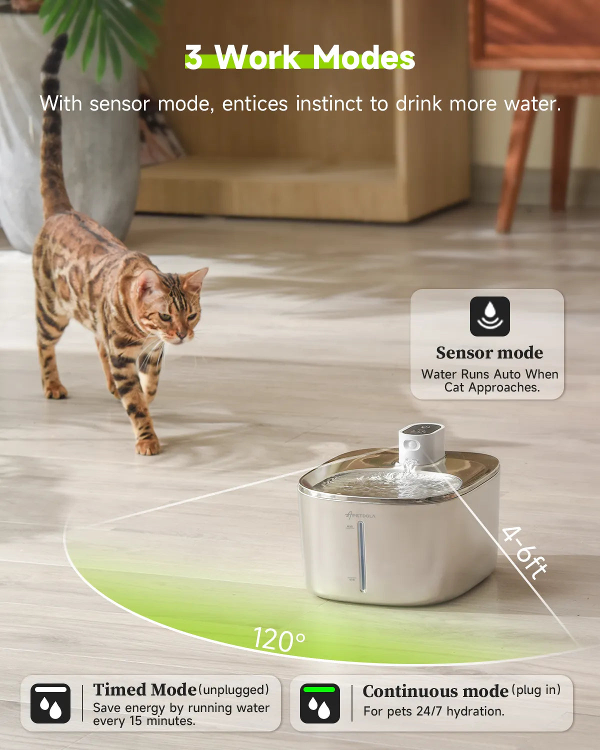 APETDOLA 4L Wireless Cat Water Fountain - For Cats Dog Drinker with Motion Sensor Dog Water Dispenser FS10PRO