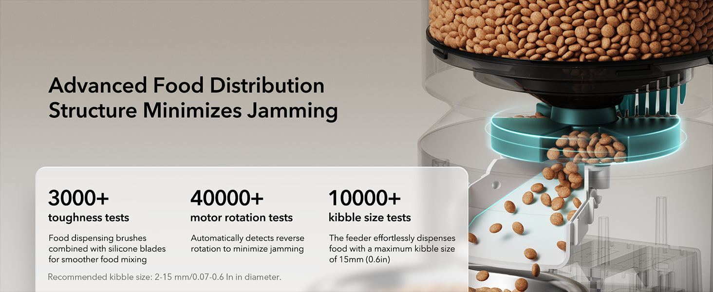 automatic pet feeder with reduce jamming